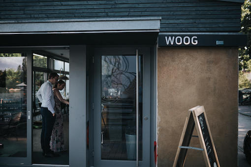 Eingang des Woog Café Darmstadt